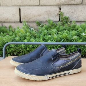 Skechers Men Talon Charcoal Slip on Distressed Leather Loafers Shoes Size 9